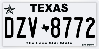 TX license plate DZV8772