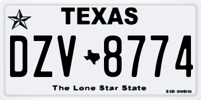 TX license plate DZV8774