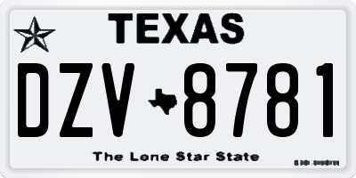 TX license plate DZV8781
