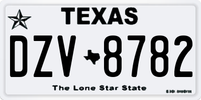 TX license plate DZV8782
