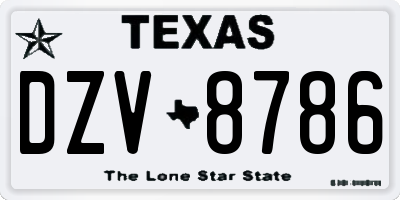 TX license plate DZV8786