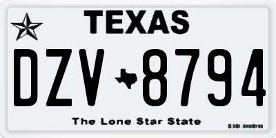 TX license plate DZV8794