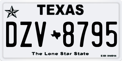 TX license plate DZV8795