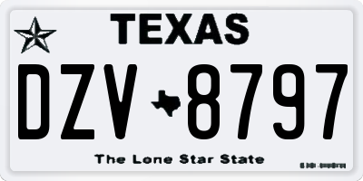 TX license plate DZV8797