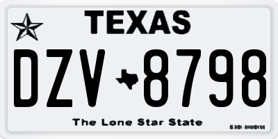 TX license plate DZV8798