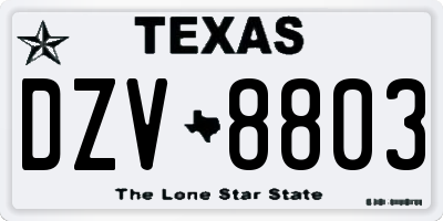 TX license plate DZV8803