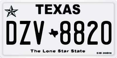 TX license plate DZV8820