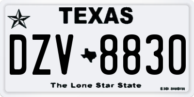 TX license plate DZV8830