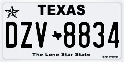 TX license plate DZV8834