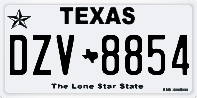 TX license plate DZV8854