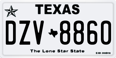 TX license plate DZV8860