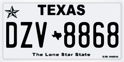 TX license plate DZV8868