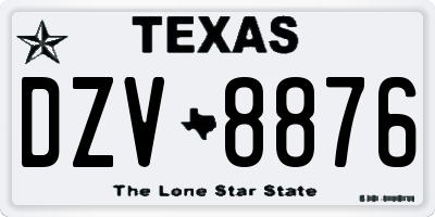 TX license plate DZV8876