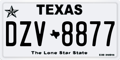 TX license plate DZV8877