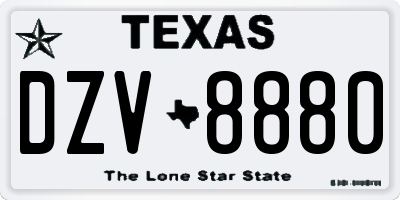 TX license plate DZV8880