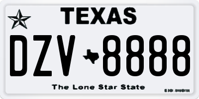 TX license plate DZV8888