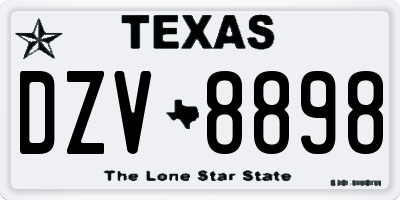 TX license plate DZV8898