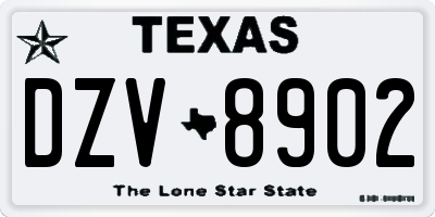 TX license plate DZV8902