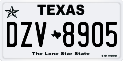 TX license plate DZV8905