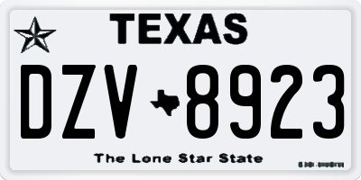 TX license plate DZV8923