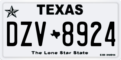 TX license plate DZV8924