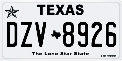 TX license plate DZV8926