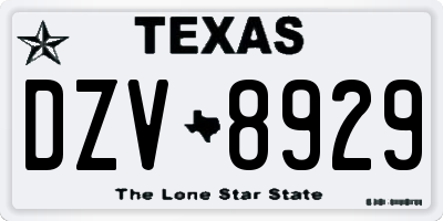 TX license plate DZV8929