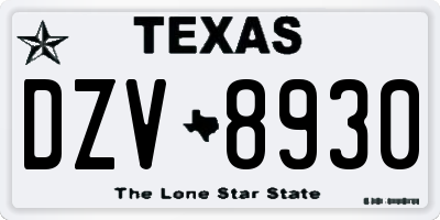 TX license plate DZV8930