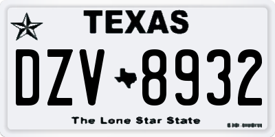 TX license plate DZV8932