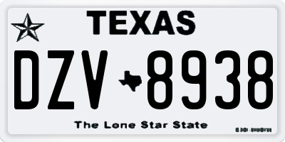 TX license plate DZV8938