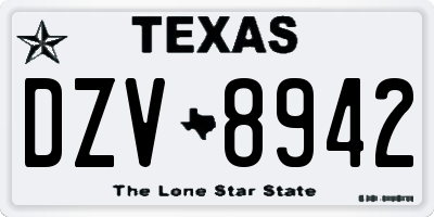 TX license plate DZV8942