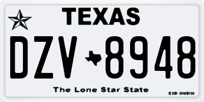 TX license plate DZV8948