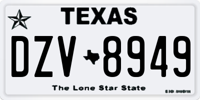 TX license plate DZV8949