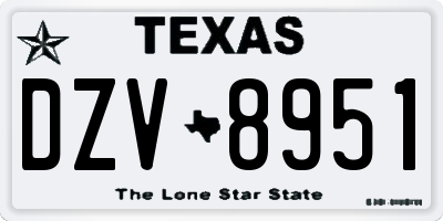 TX license plate DZV8951