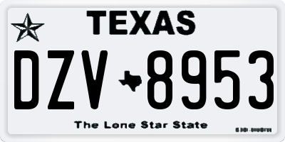 TX license plate DZV8953
