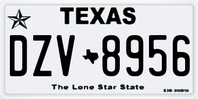 TX license plate DZV8956