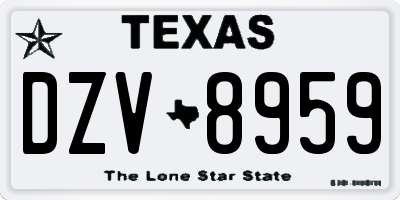 TX license plate DZV8959