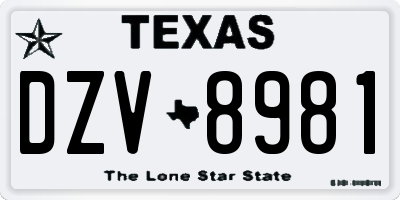 TX license plate DZV8981