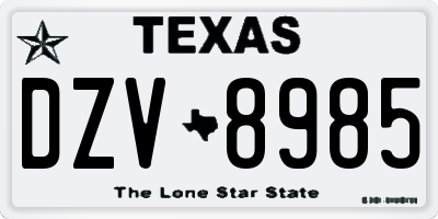 TX license plate DZV8985
