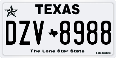TX license plate DZV8988