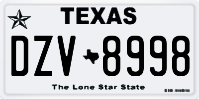 TX license plate DZV8998