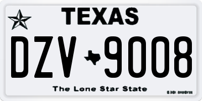 TX license plate DZV9008