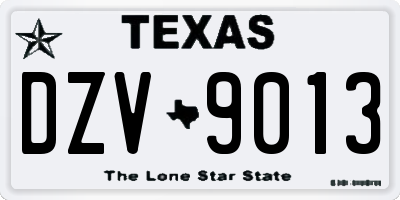 TX license plate DZV9013