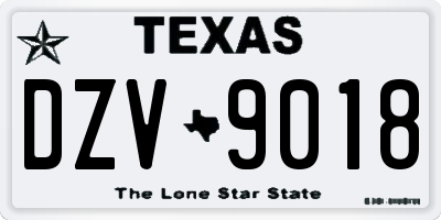 TX license plate DZV9018