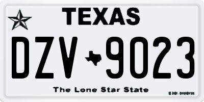 TX license plate DZV9023