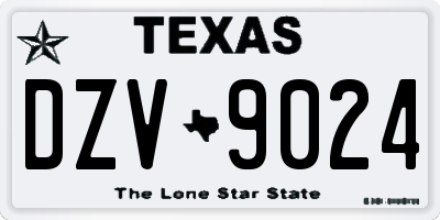 TX license plate DZV9024