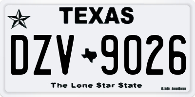 TX license plate DZV9026