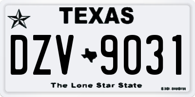 TX license plate DZV9031