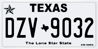 TX license plate DZV9032