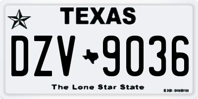 TX license plate DZV9036